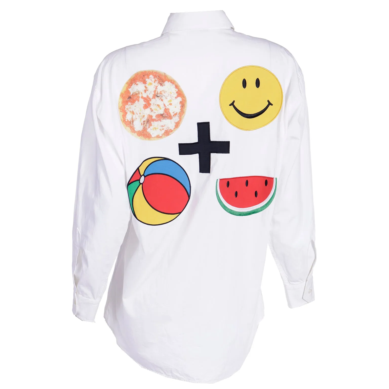 1980s Franco Moschino Unisex Favorite Happy Things Button Down Cotton Shirt