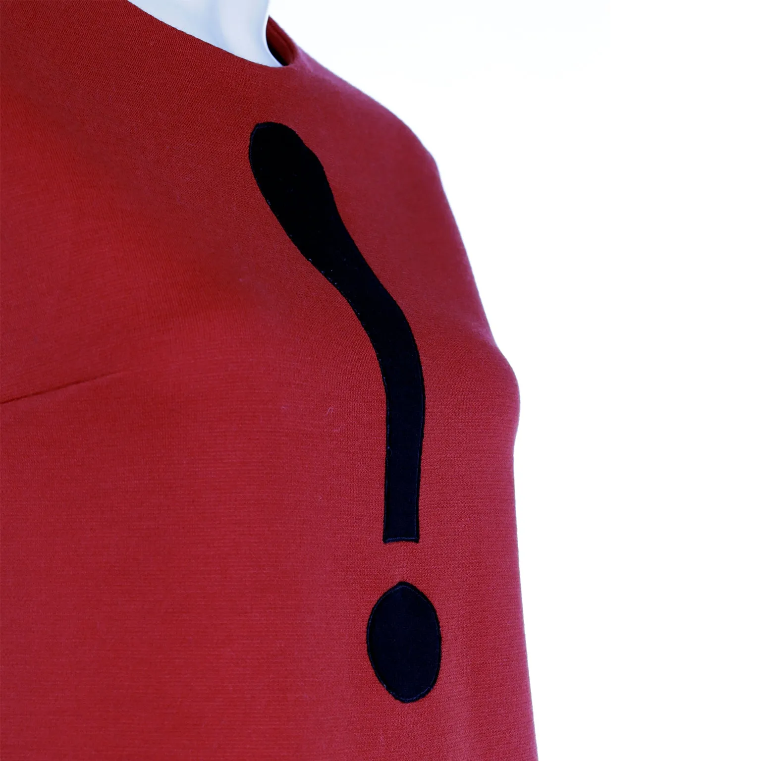 1990s Moschino Red Sleeveless Wool Blend Top w Exclamation Point