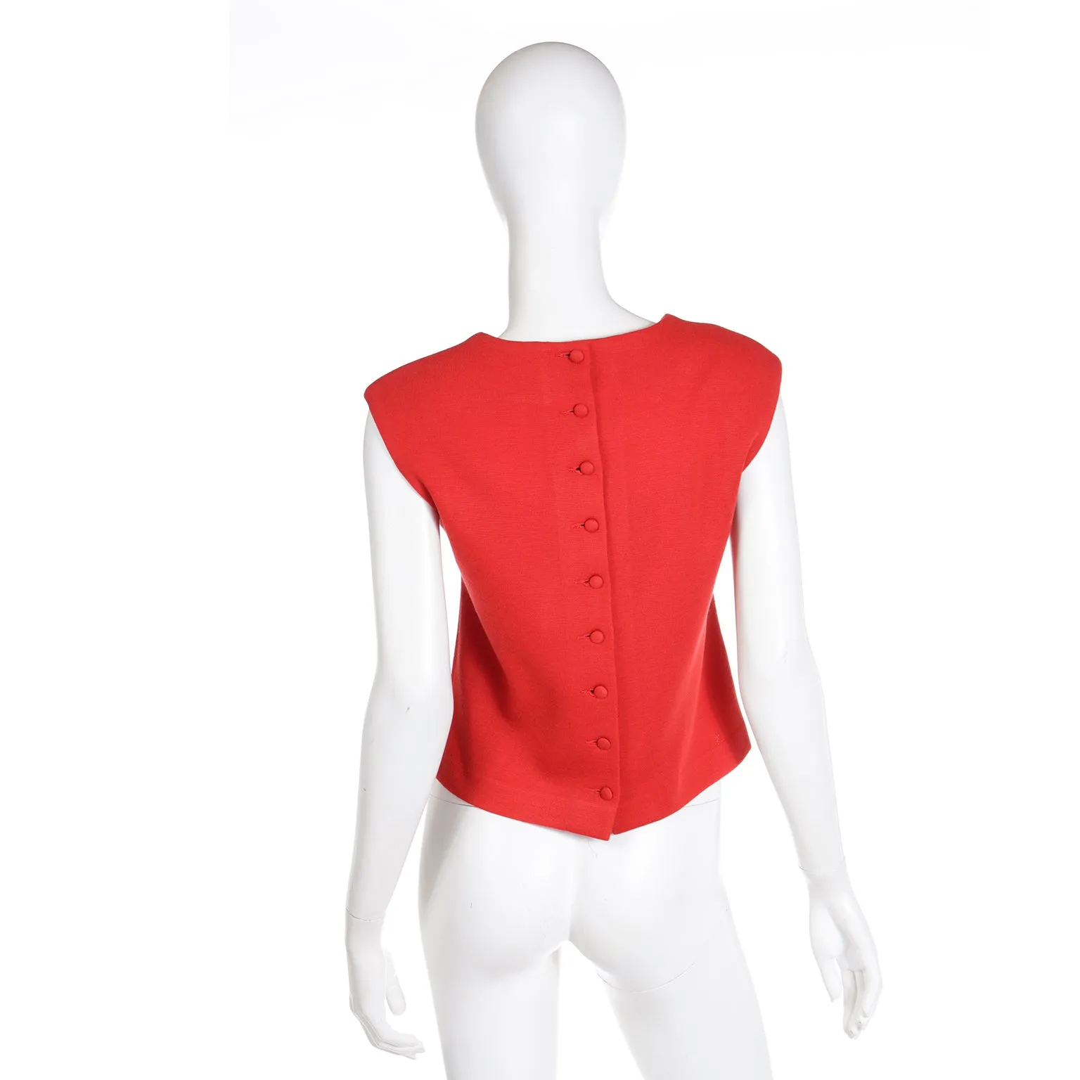 1990s Moschino Red Sleeveless Wool Blend Top w Exclamation Point