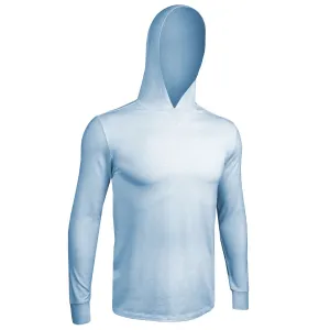 2UNDR Luxury LS Hooded Tee - HEATHERED LIGHT BLUE