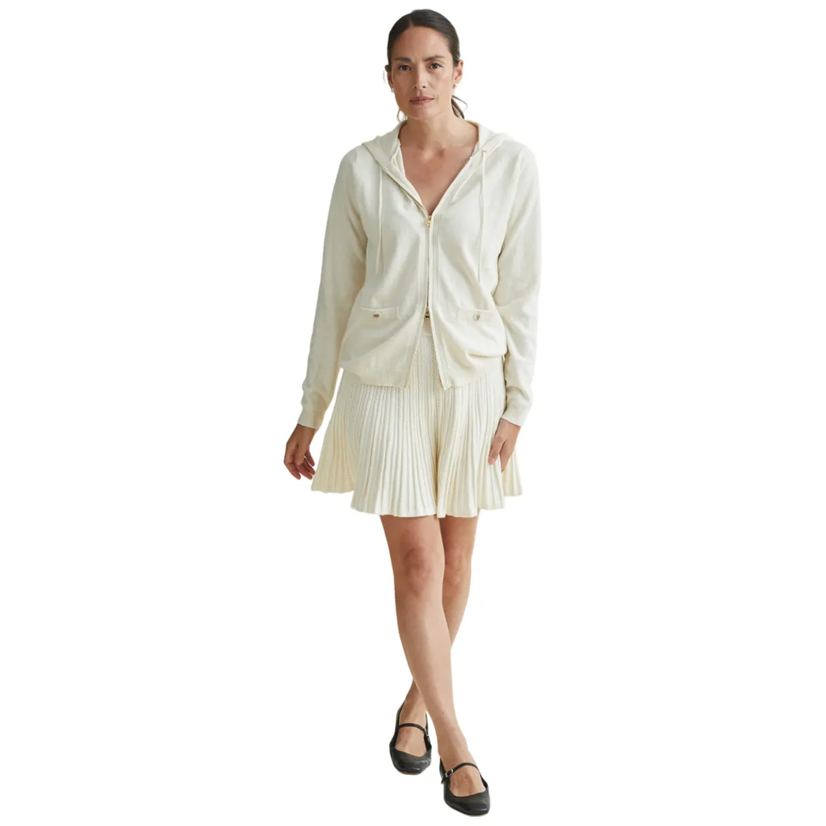 A. PUTNAM Women's Cream Enza Washable Cashmere Hoodie