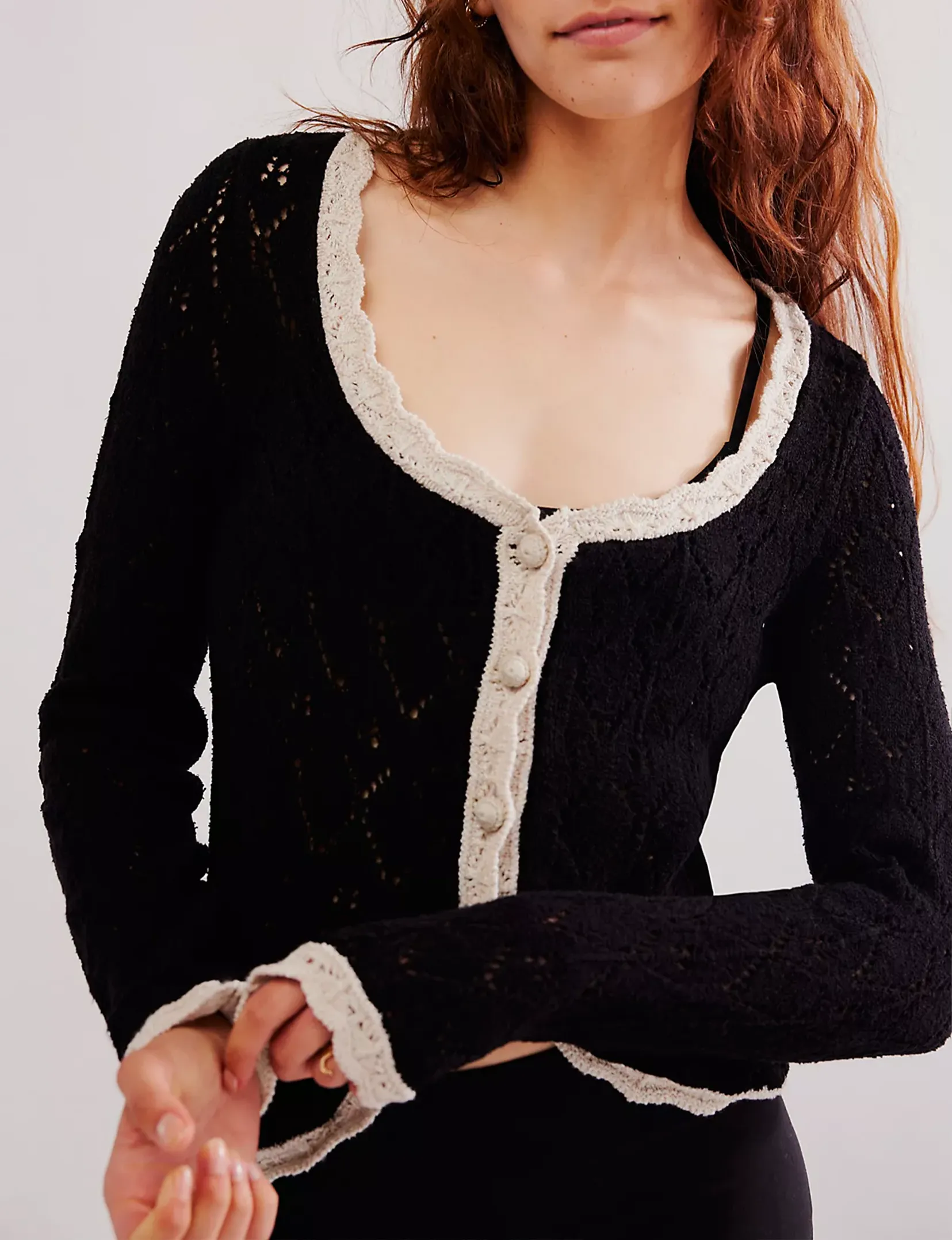 Adelene Cardigan, Black/Cream