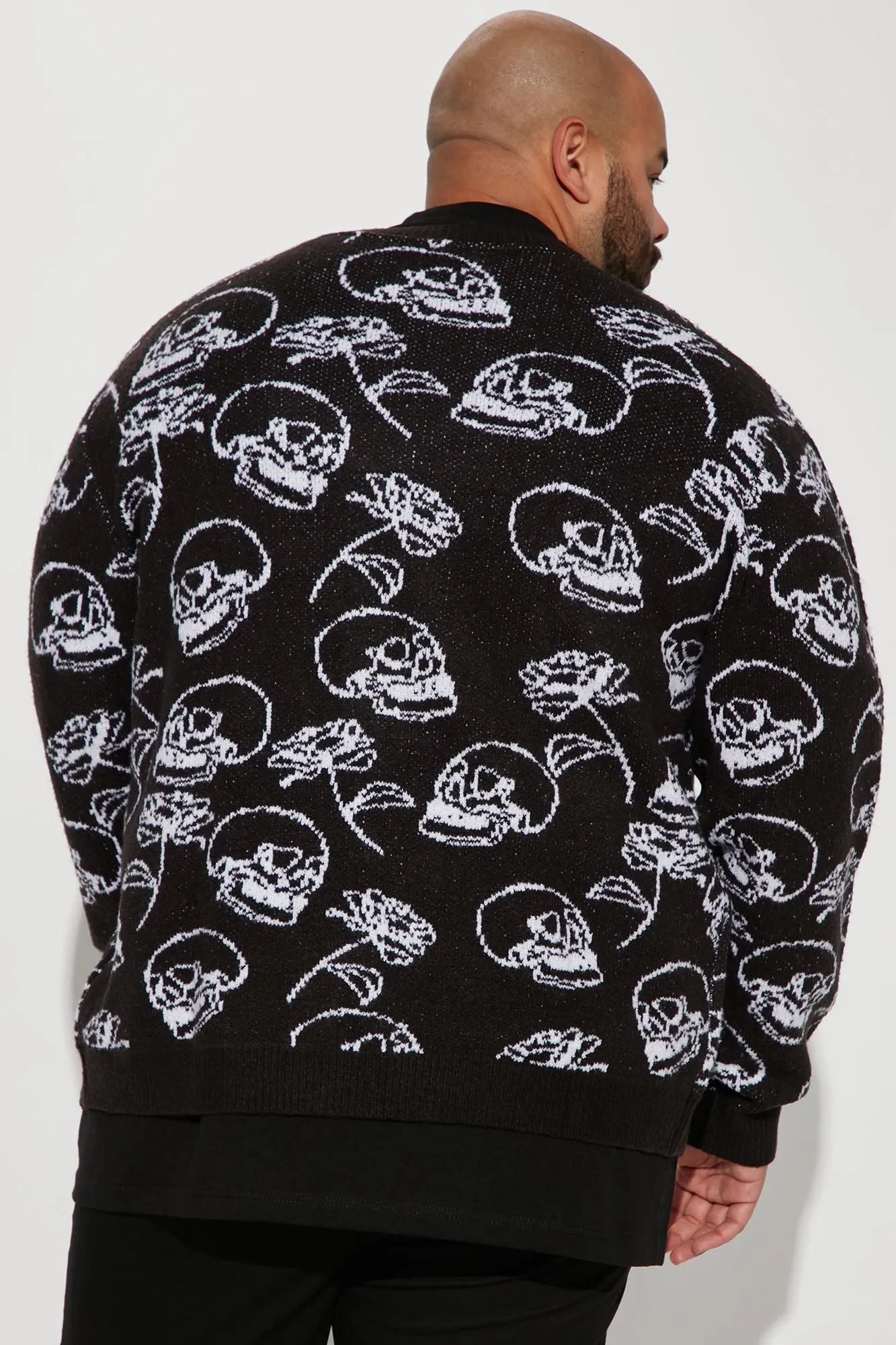 All Over Skull Cozy Cardigan - Black/White