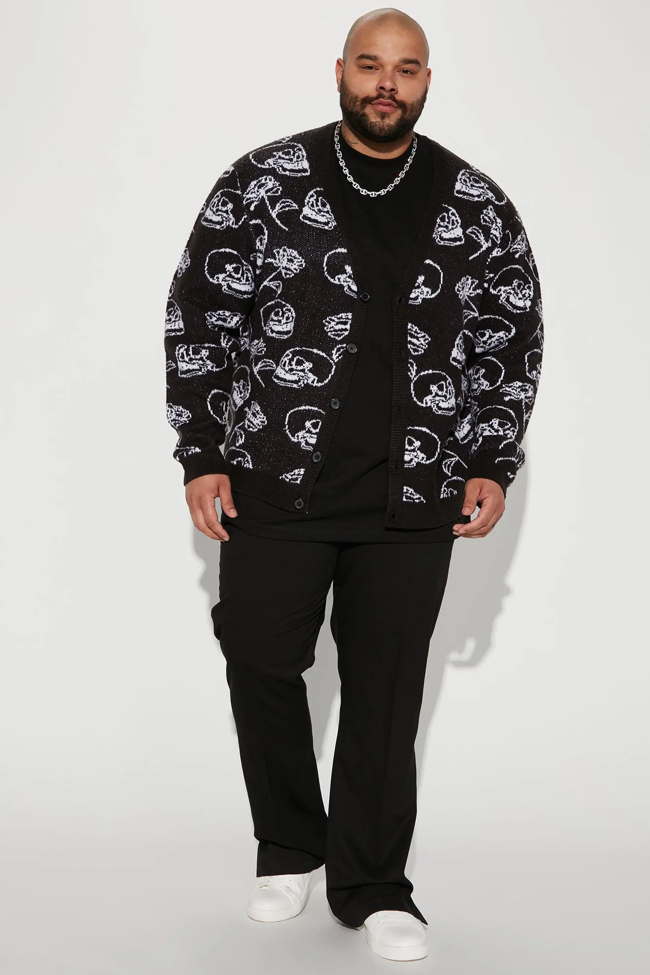 All Over Skull Cozy Cardigan - Black/White