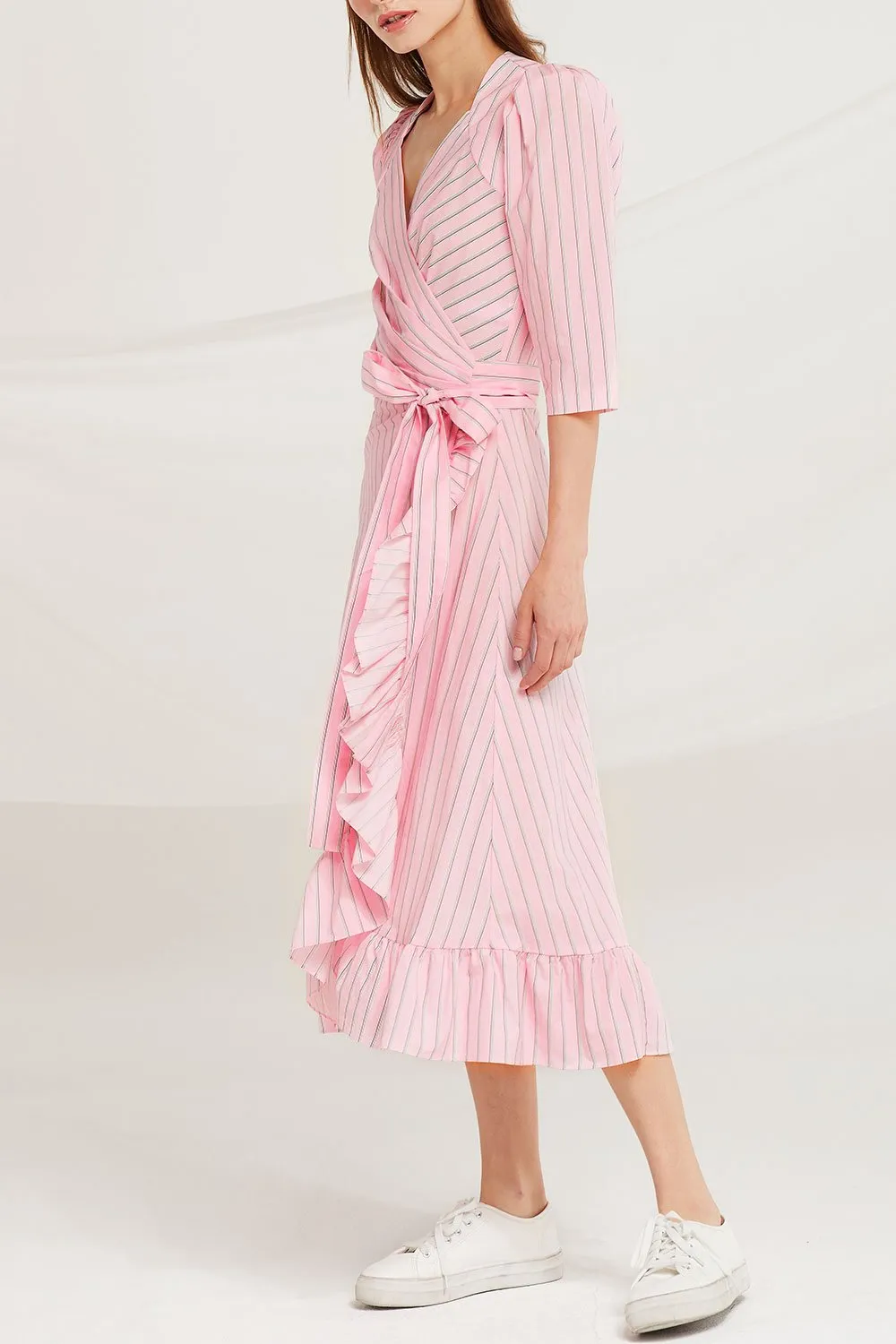 Amani Striped Wrap Dress