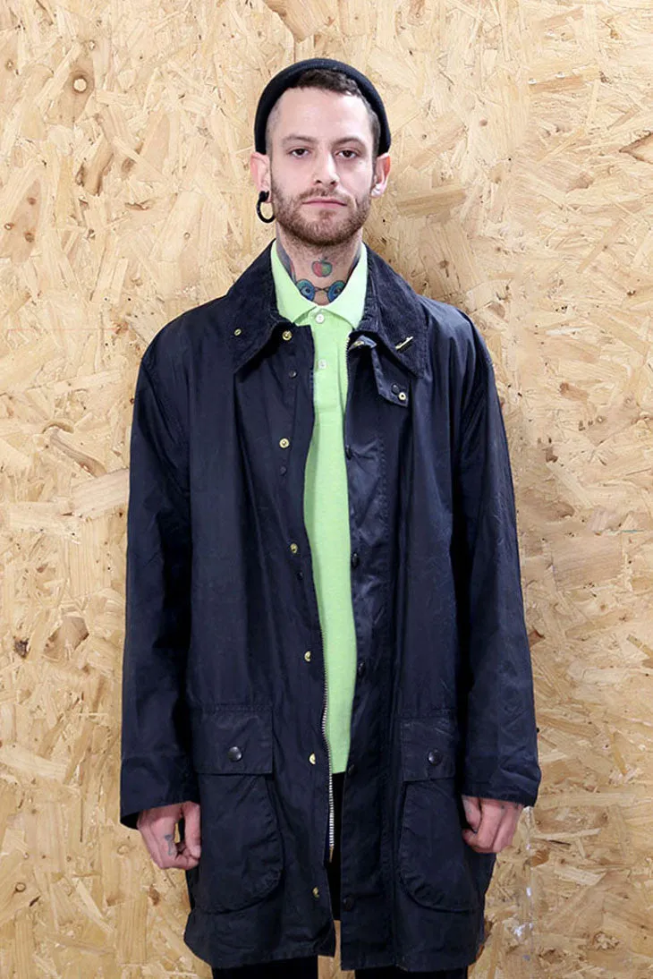 Black Barbour Wax Jacket With Pin