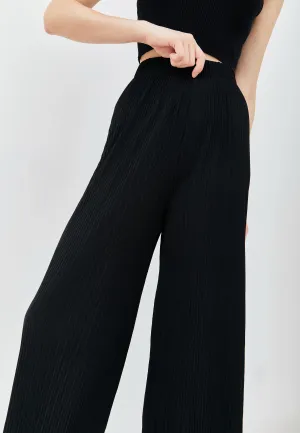 Black Easy Pleated Pants