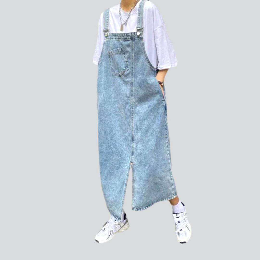 Bottom slit women denim dress