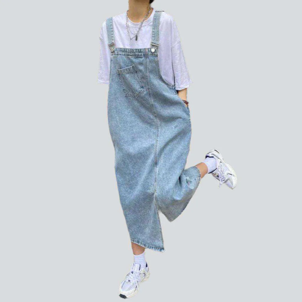 Bottom slit women denim dress