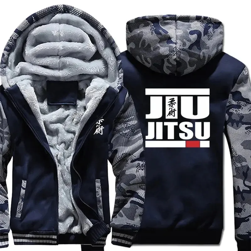 Brazilian  Jiu Jitsu Hoodies Men Coat Cool Thicken Winter Hoodie Jiu Jitsu Sweatshirt Jacket