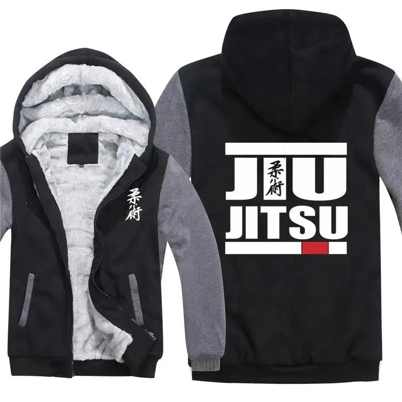 Brazilian  Jiu Jitsu Hoodies Men Coat Cool Thicken Winter Hoodie Jiu Jitsu Sweatshirt Jacket