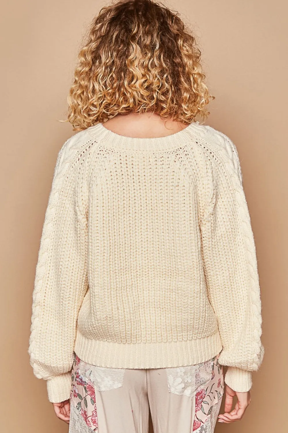 Cable Knit Cutout Long Sleeve Sweater