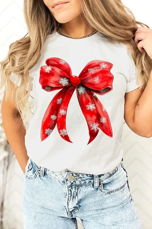 Christmas Snowflakes Bow Graphic Tee