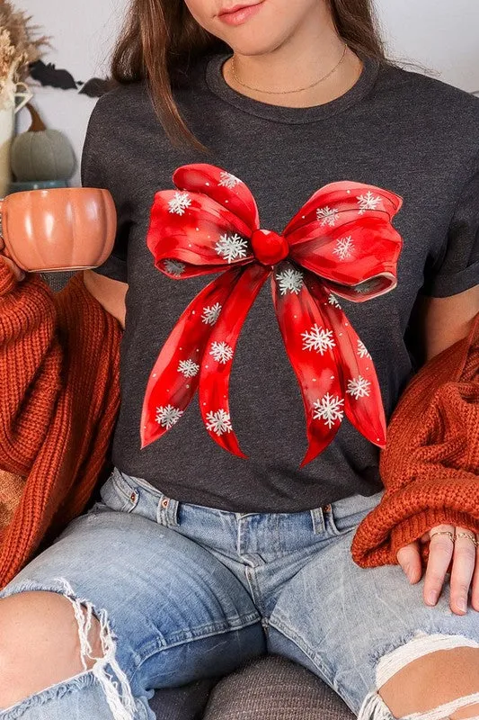 Christmas Snowflakes Bow Graphic Tee