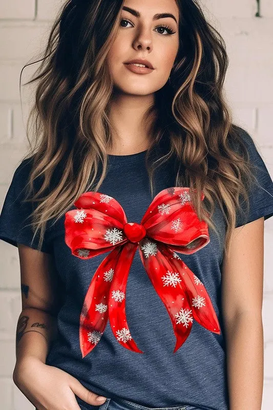 Christmas Snowflakes Bow Graphic Tee