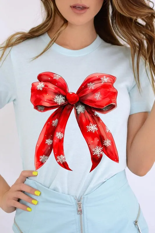 Christmas Snowflakes Bow Graphic Tee