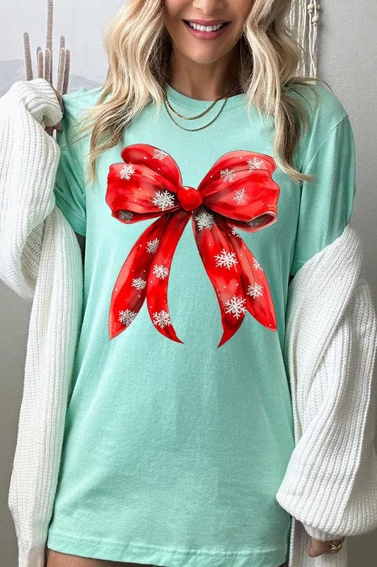 Christmas Snowflakes Bow Graphic Tee