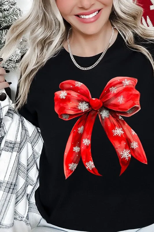 Christmas Snowflakes Bow Graphic Tee