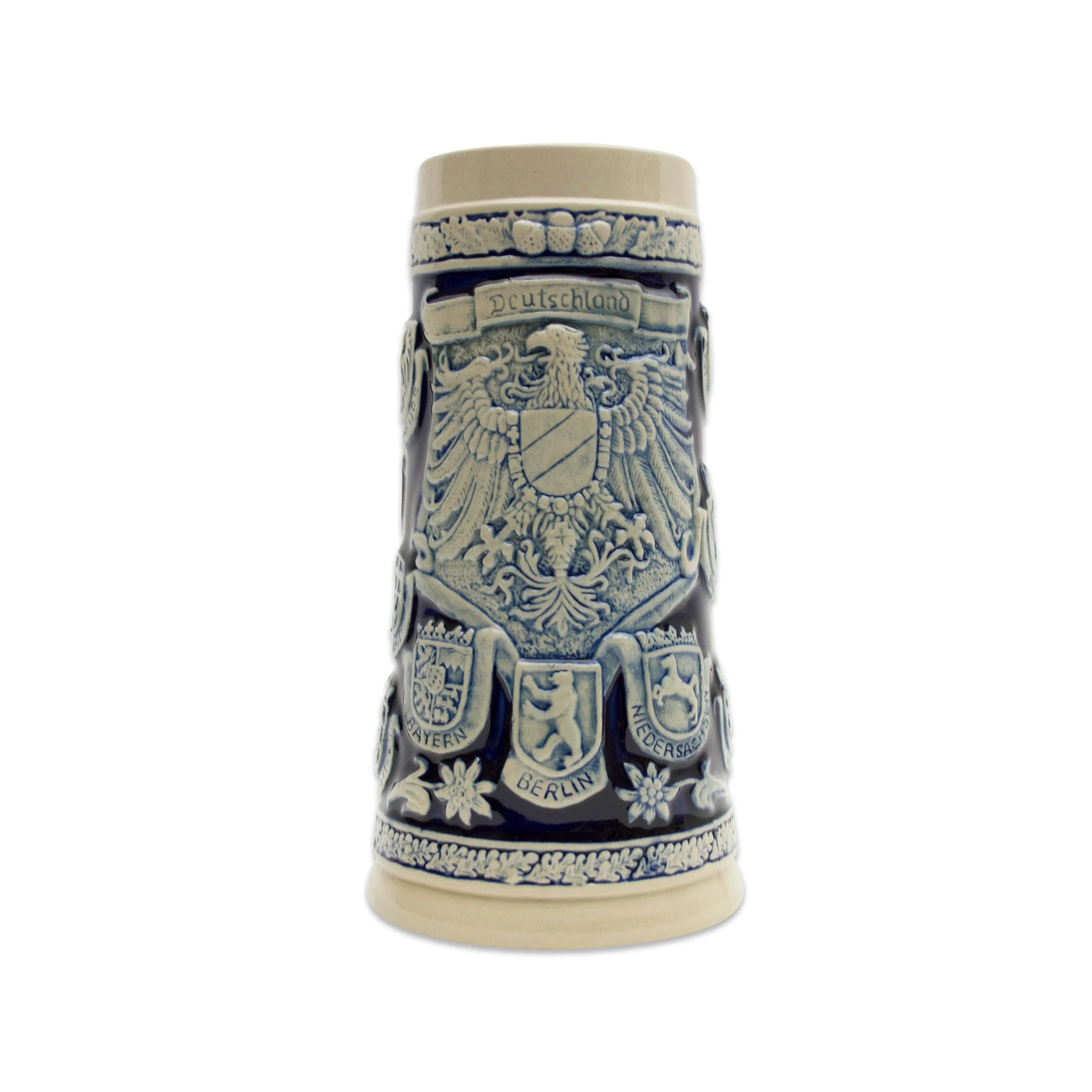 Cobalt Blue Germany Coats of Arms Engraved Beer Stein