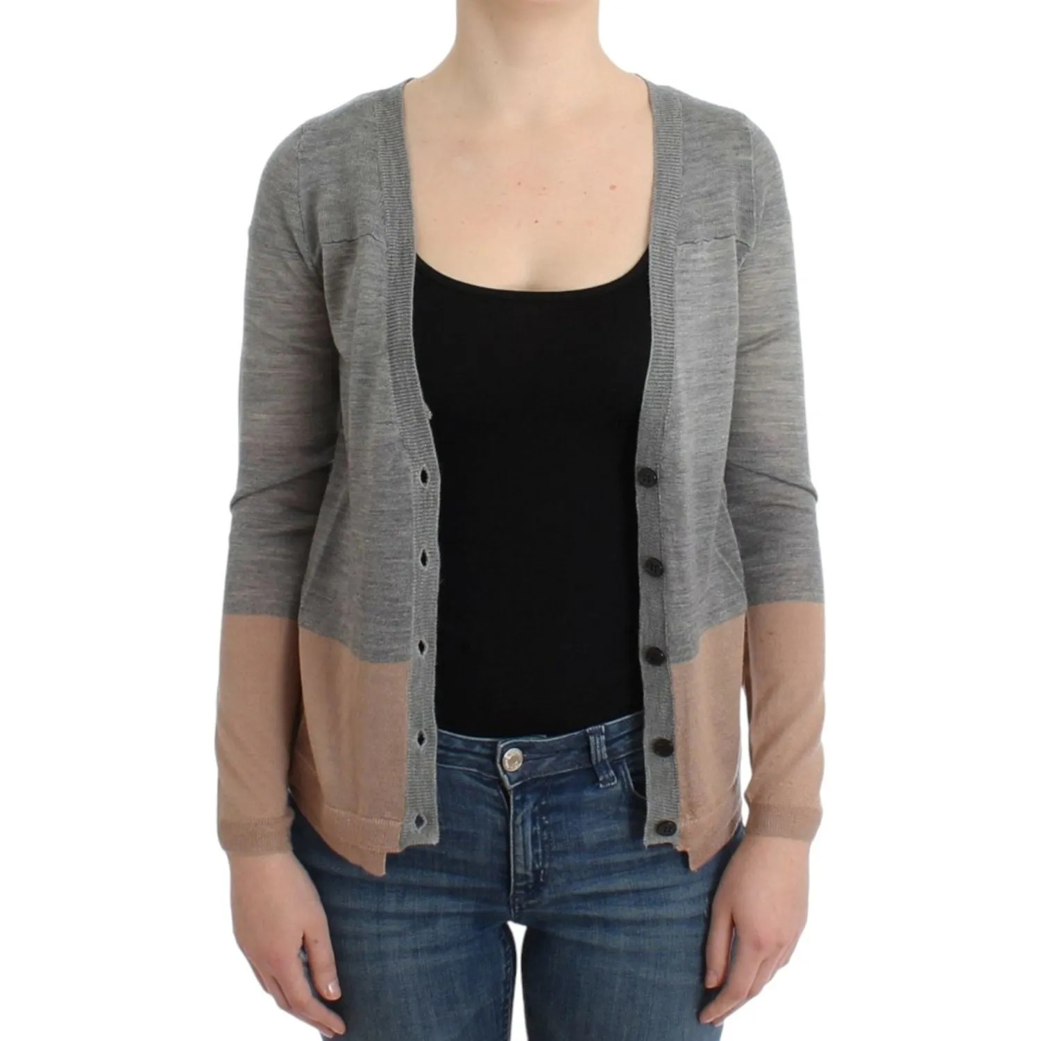 Costume National Elegant Gray Acrylic & Wool Cardigan