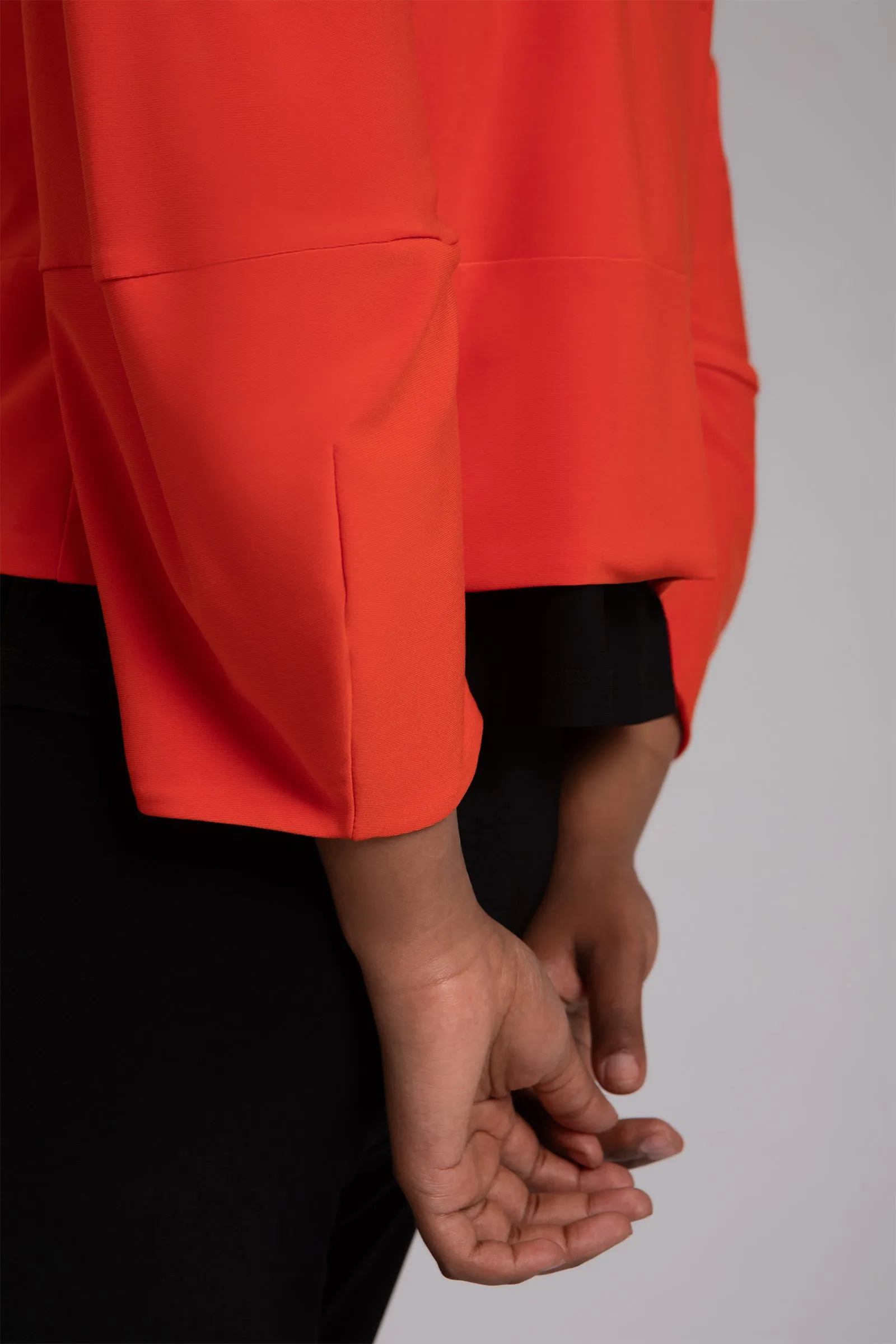 Cropped Lantern Jacket with Zip Front | Orange