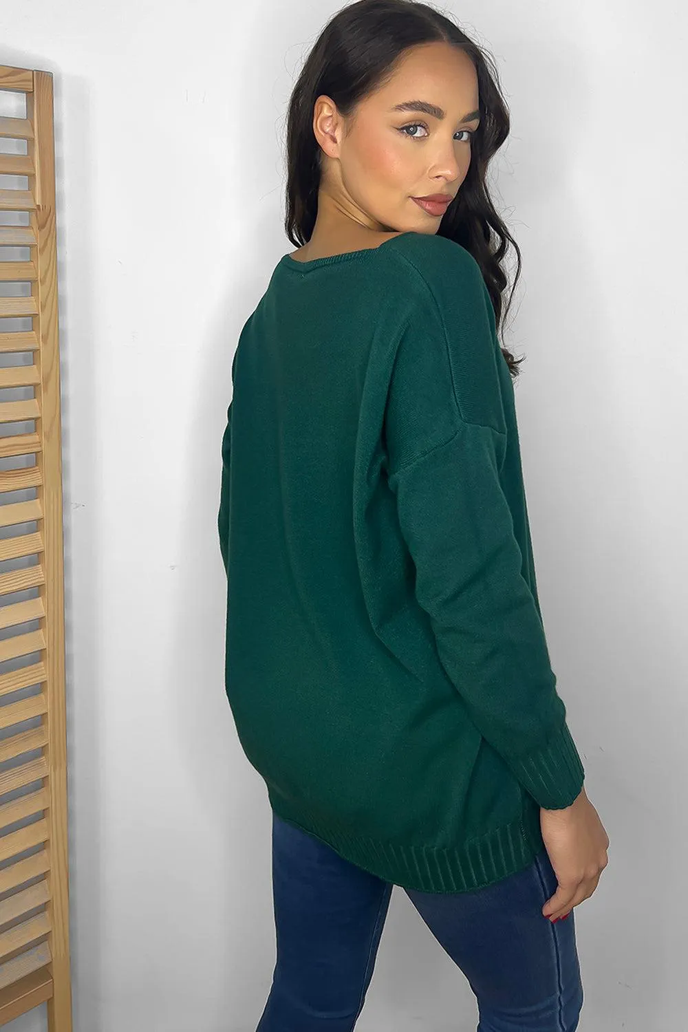 Deep V-Neck Soft Relaxed Fit Pullover