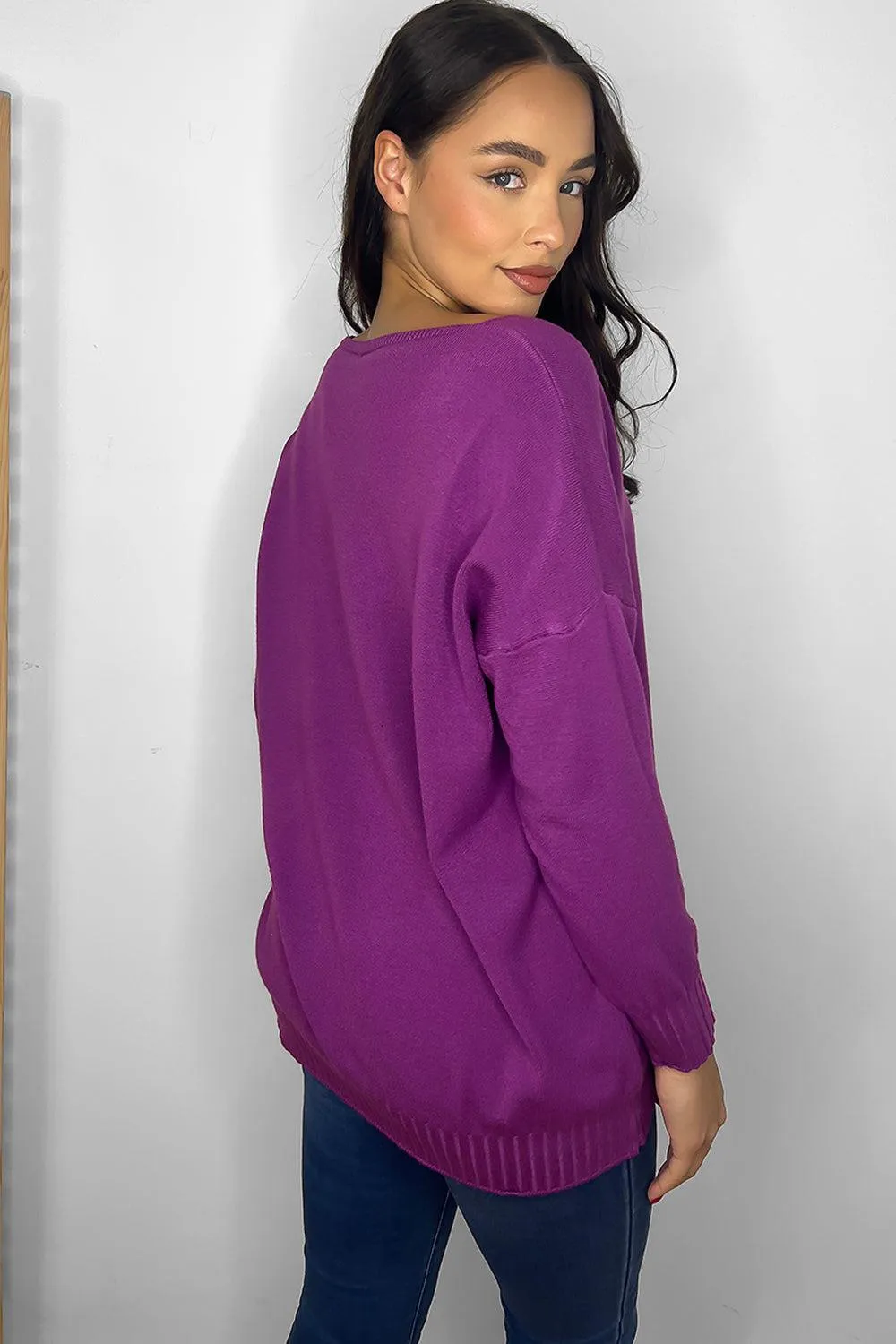 Deep V-Neck Soft Relaxed Fit Pullover