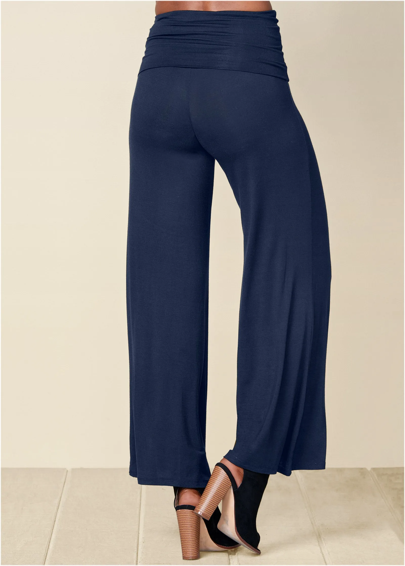 Easy Foldover Pants - Navy