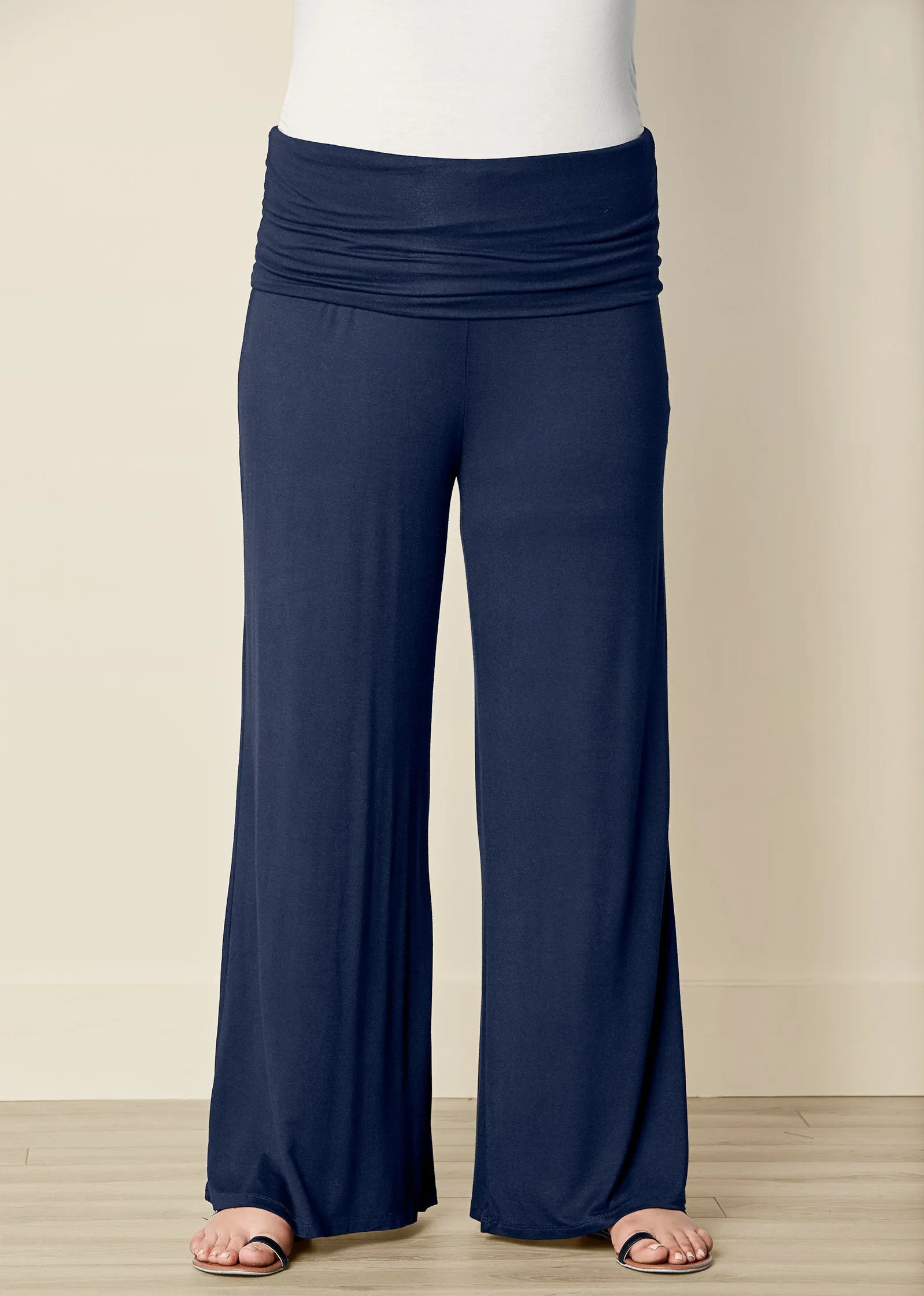 Easy Foldover Pants - Navy