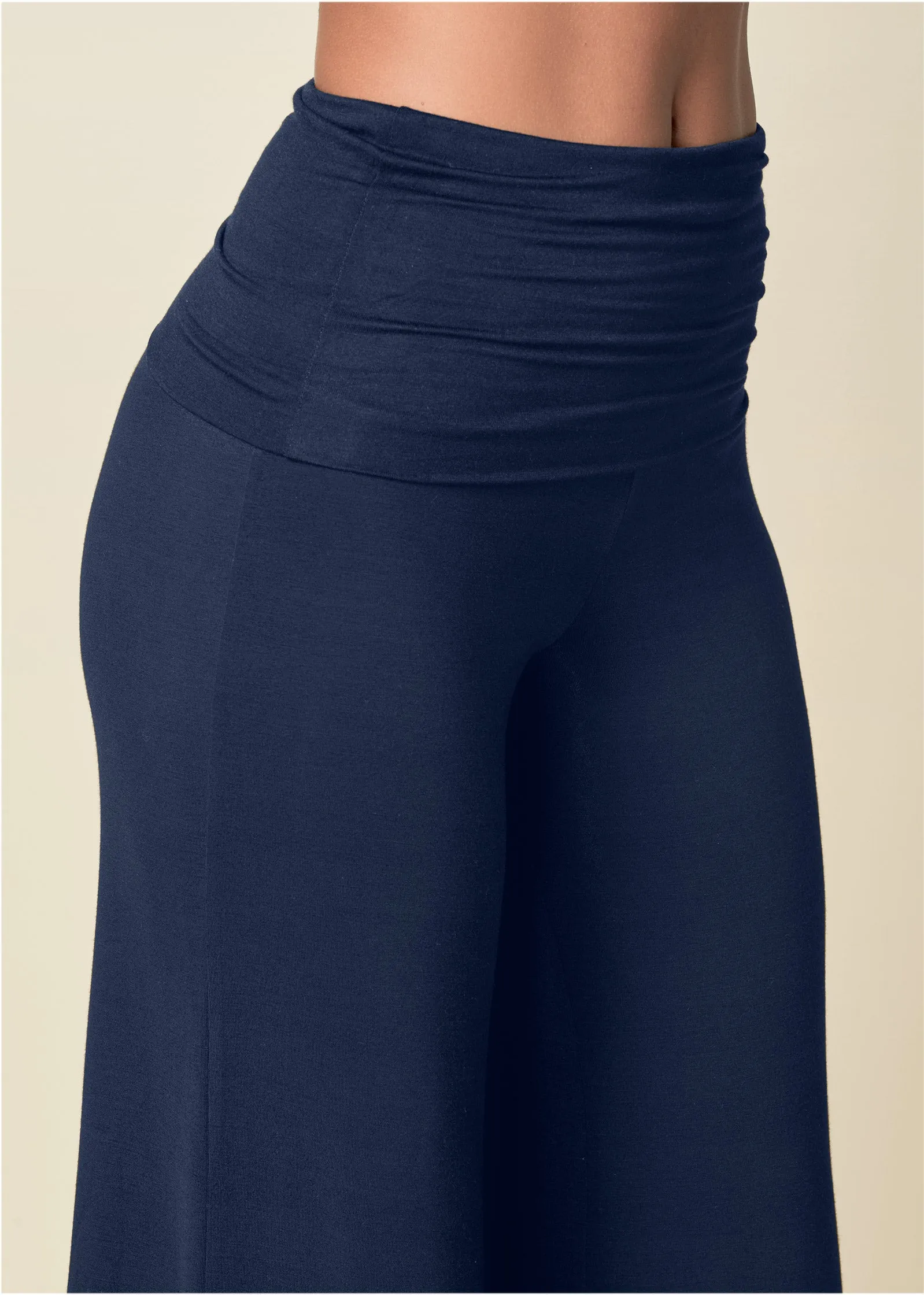 Easy Foldover Pants - Navy