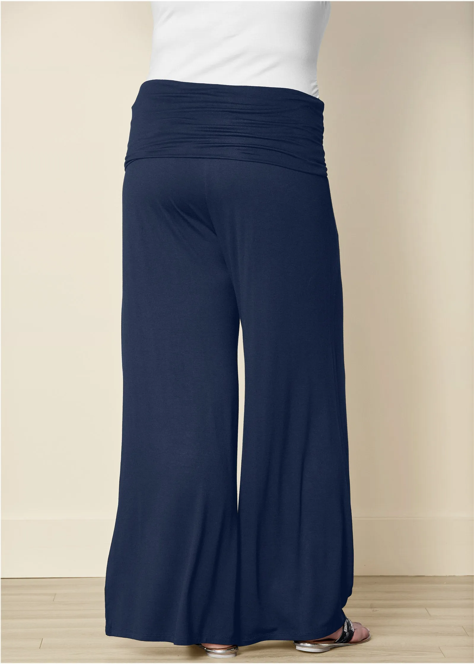 Easy Foldover Pants - Navy