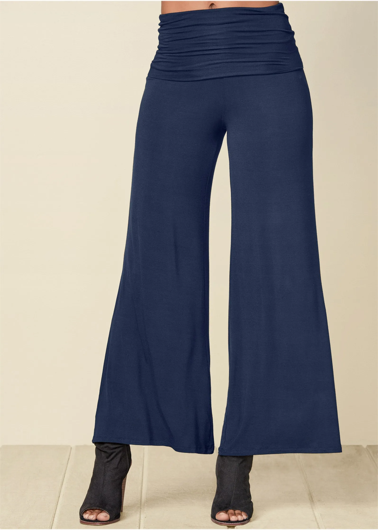 Easy Foldover Pants - Navy