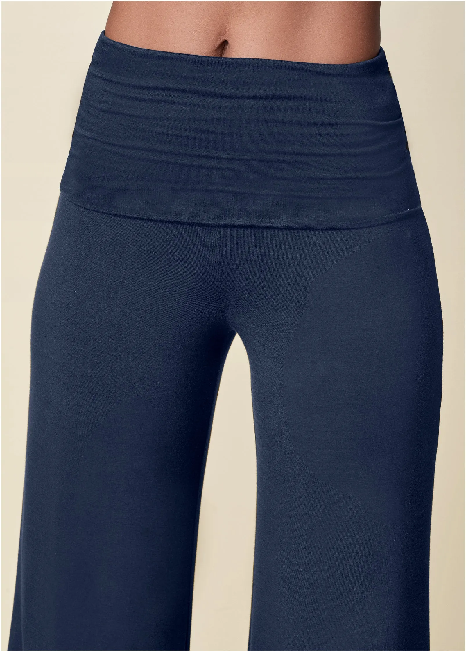 Easy Foldover Pants - Navy