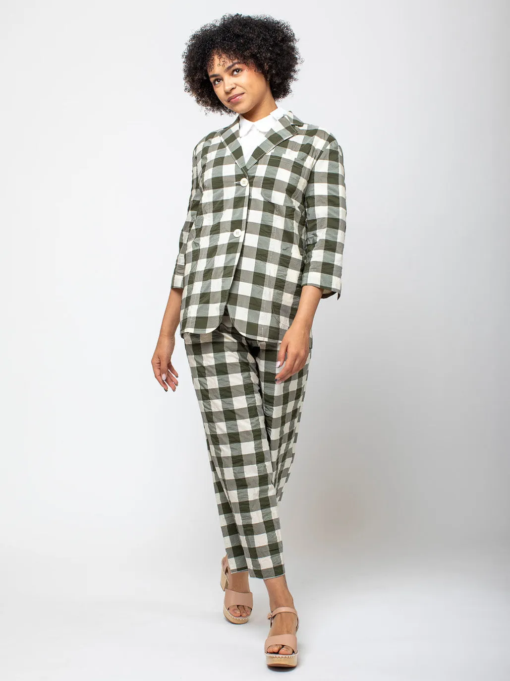 Easy Pants - Military Green Check