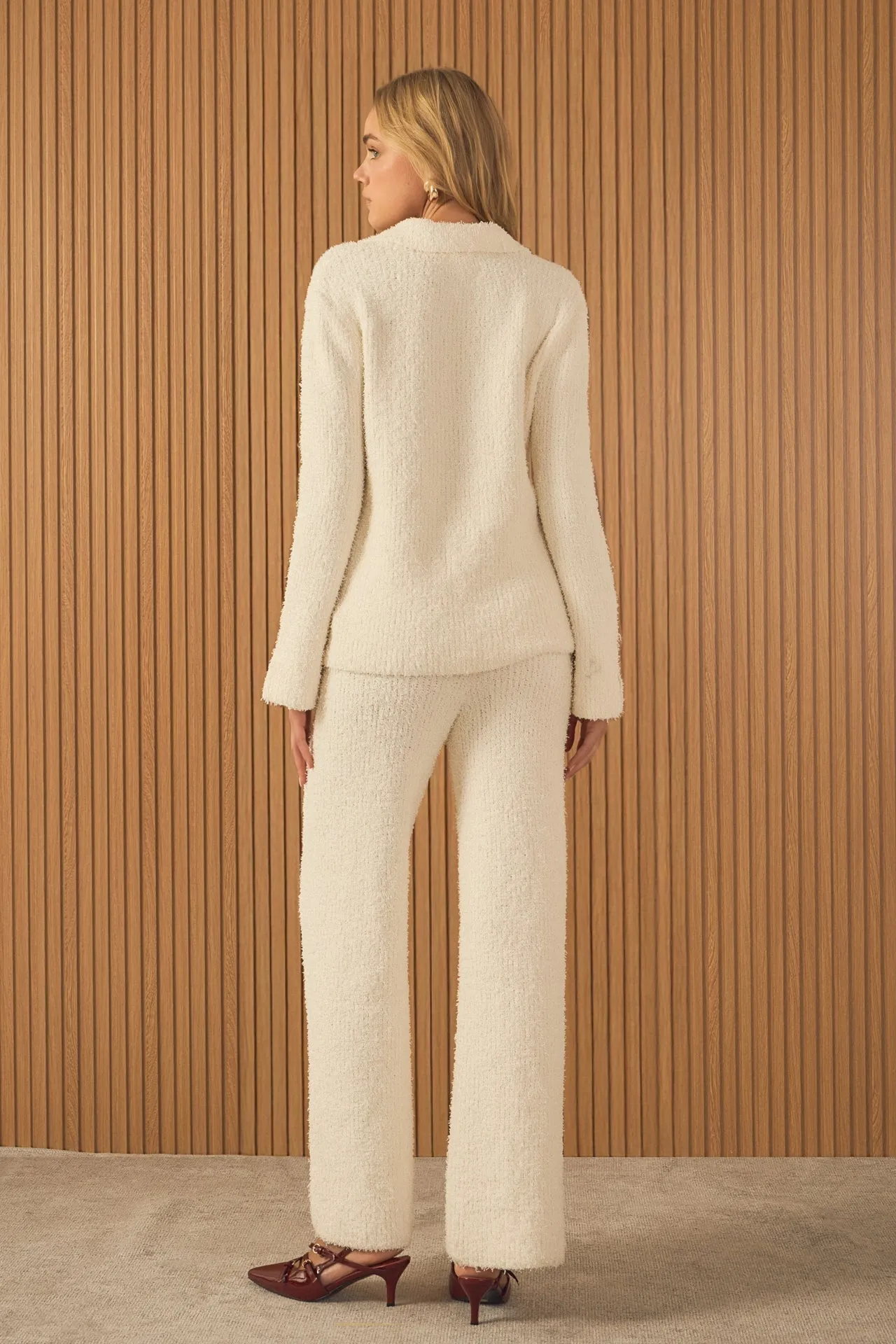 Endless Rose - Textured Fuzzy Collared Sweater