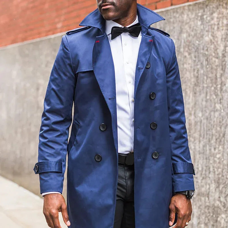 Fashion Blue British Style Trench Coat