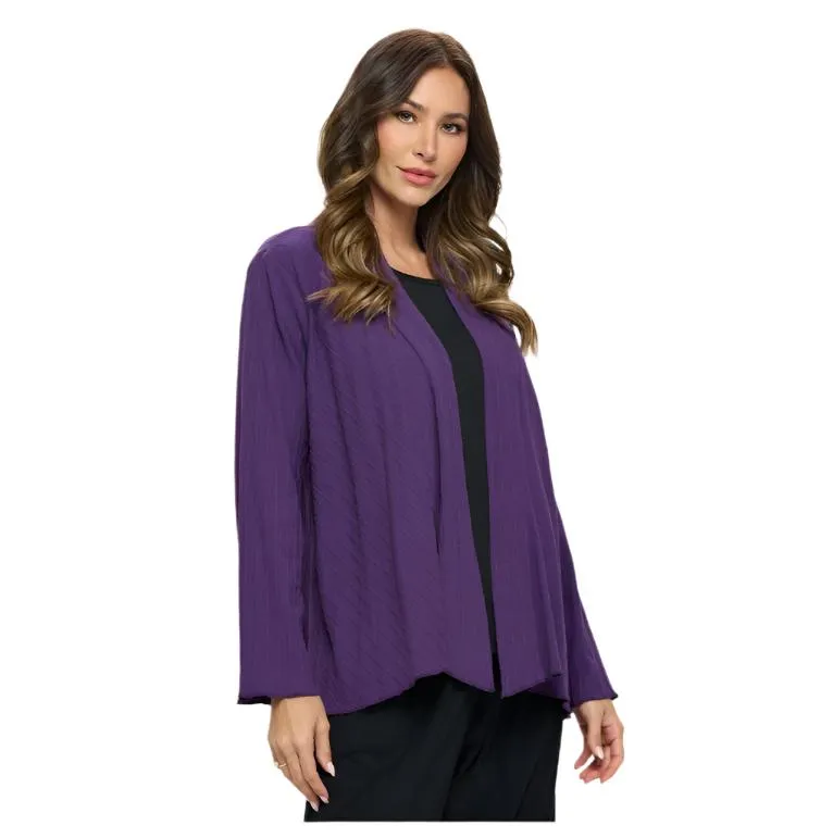 Focus Diagonal Rib Long Sleeve Cardigan in Blackberry - CS-304-BB