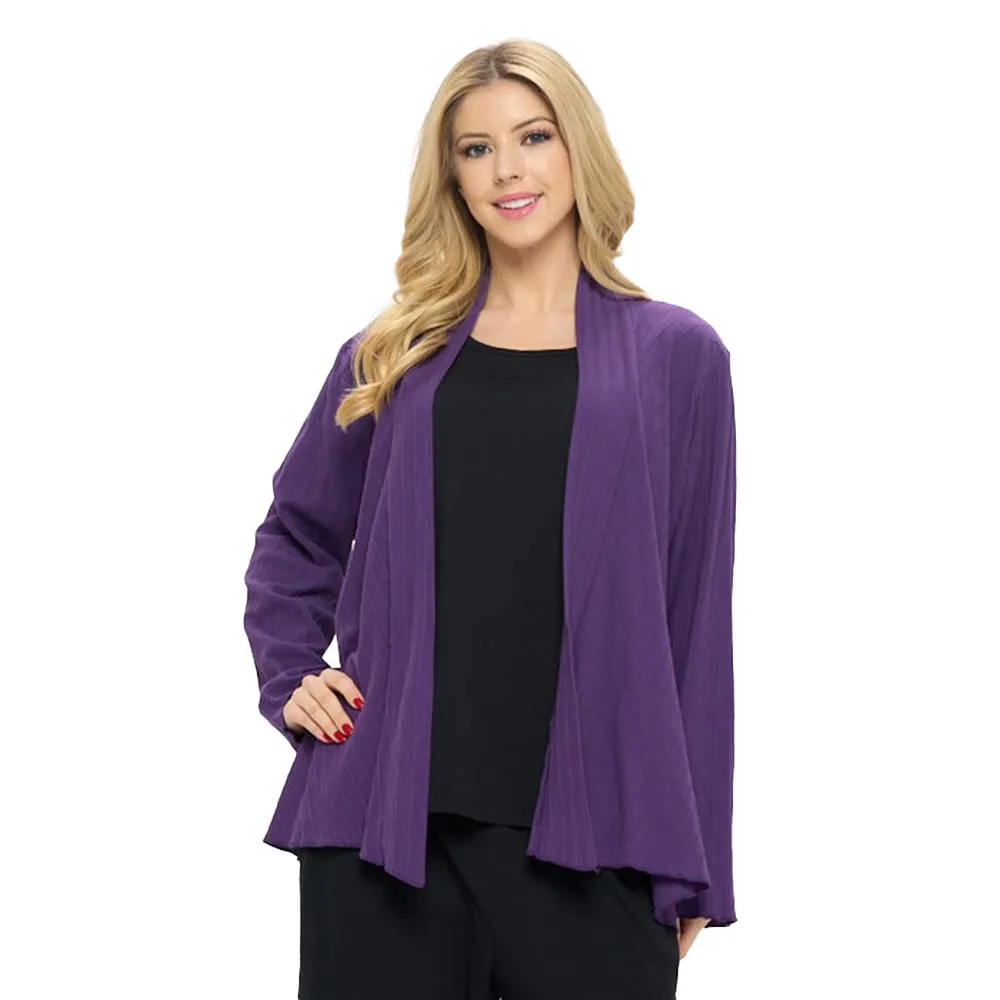 Focus Diagonal Rib Long Sleeve Cardigan in Blackberry - CS-304-BB