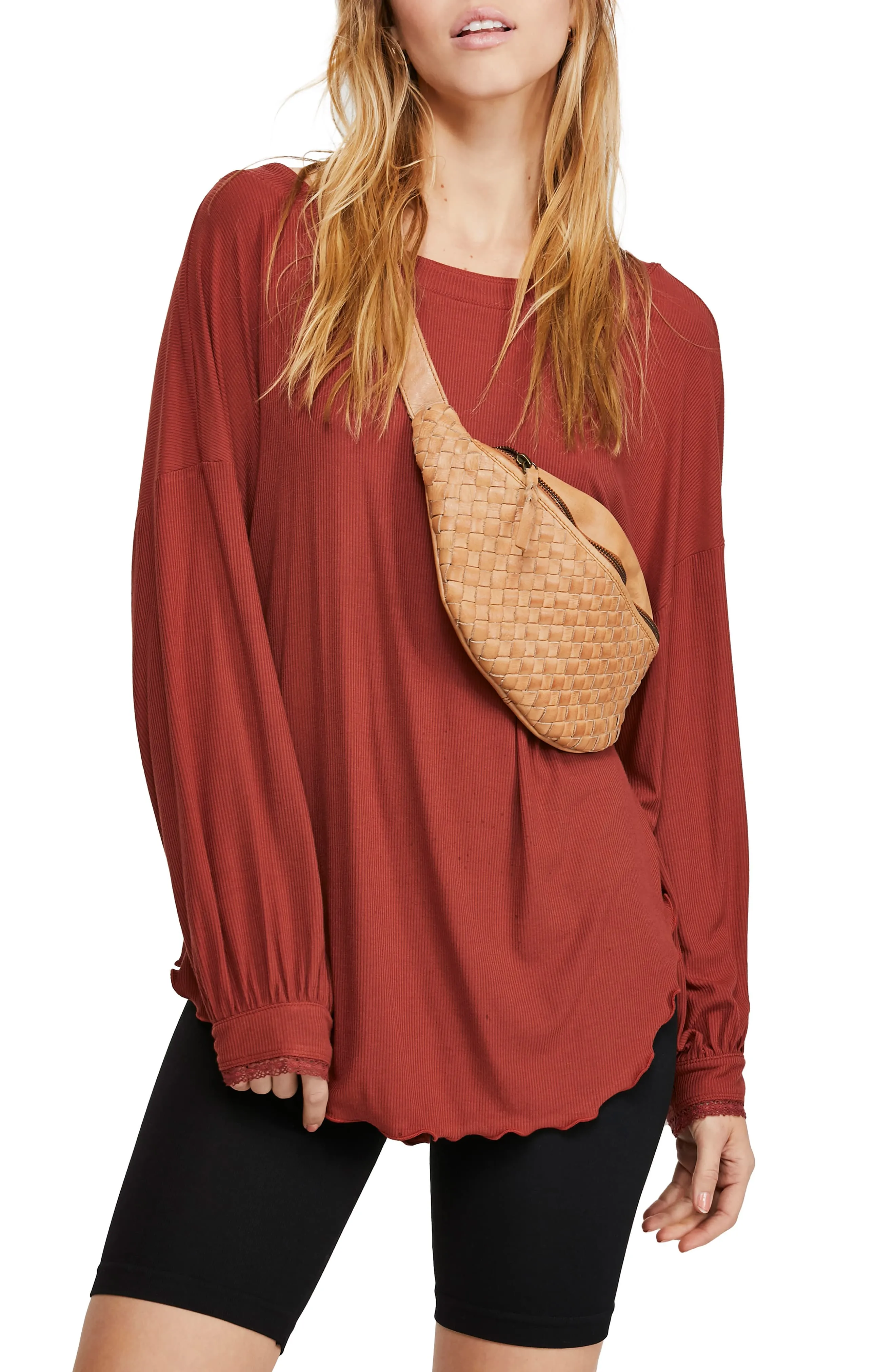 Free People Shimmy Shake Oversized Ribbed Tunic Top