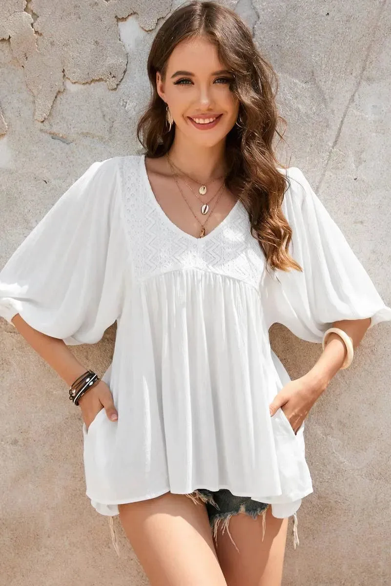 Get the Perfect White Ruffle Summer Blouse - Shop Now!