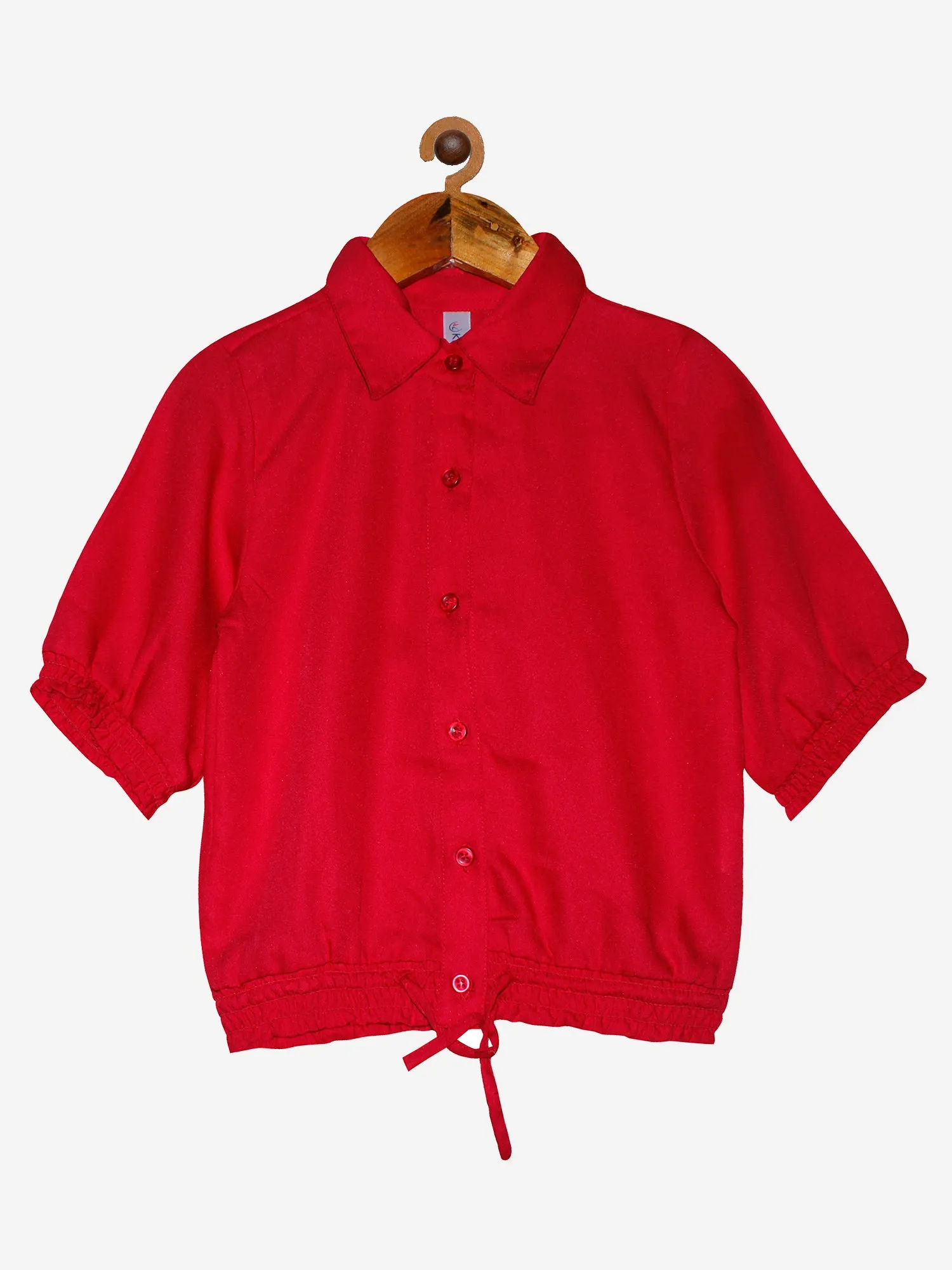 Girls Georgette Shirt with Smocking hem