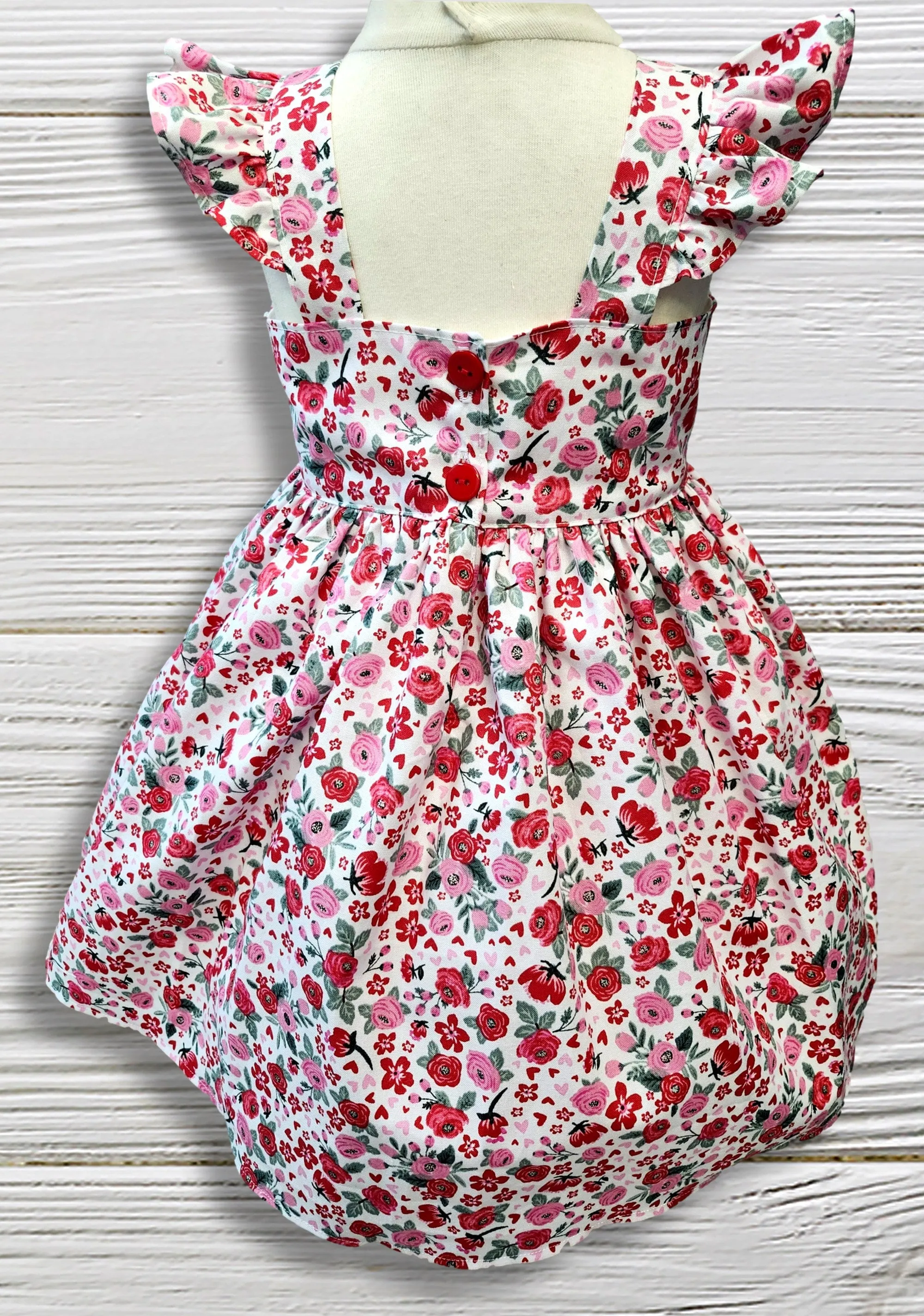 Girls Rose dress, Flower girl dress, Ruffle sleeve dress, Sundress for toddlers girls, Birthday dress, Girls clothing