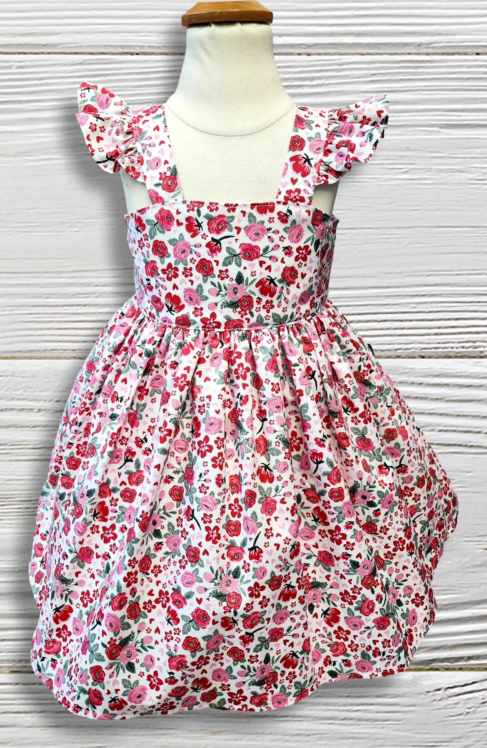 Girls Rose dress, Flower girl dress, Ruffle sleeve dress, Sundress for toddlers girls, Birthday dress, Girls clothing