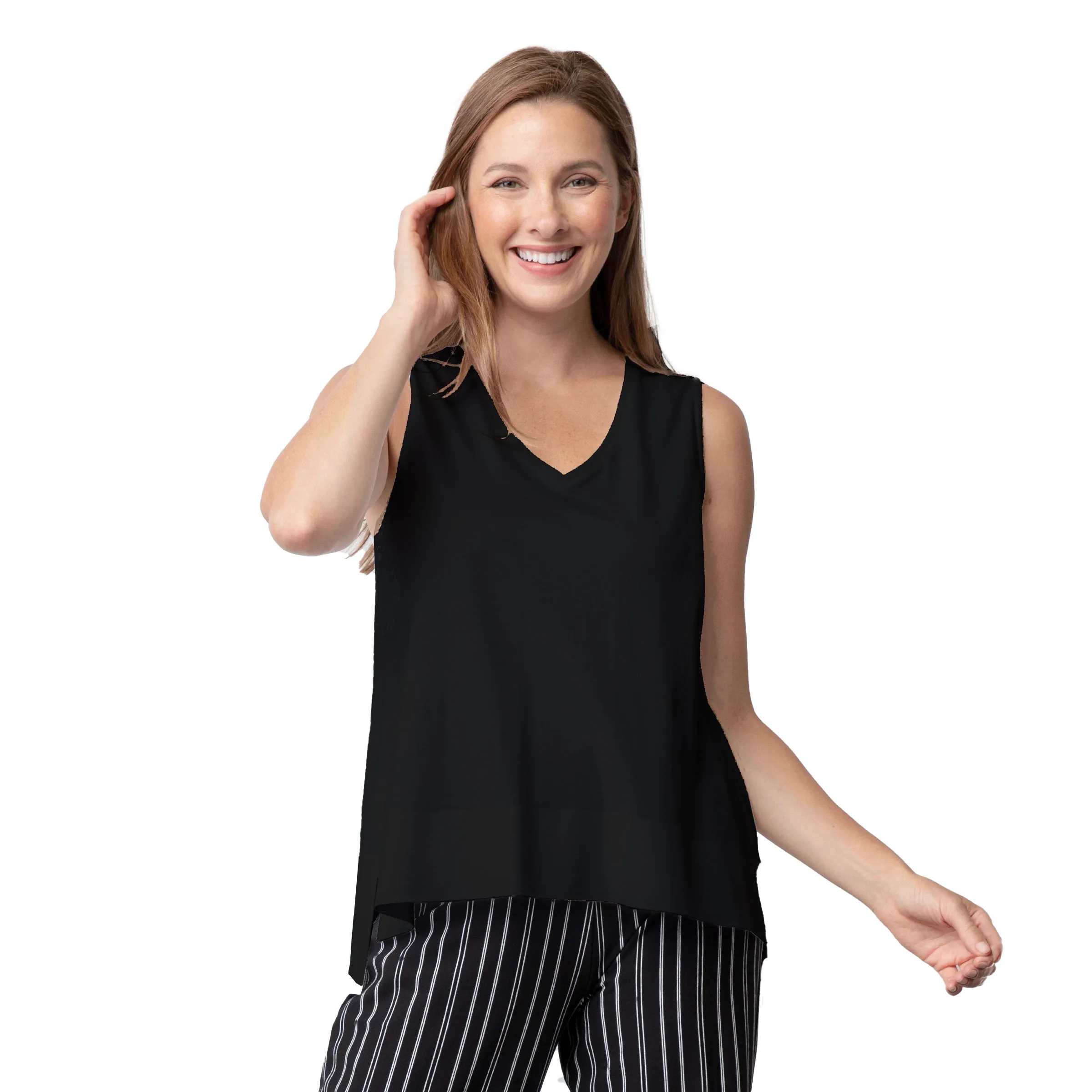 Habitat Combed Cotton Solid Deep Hem V-Neck Tank- 74045