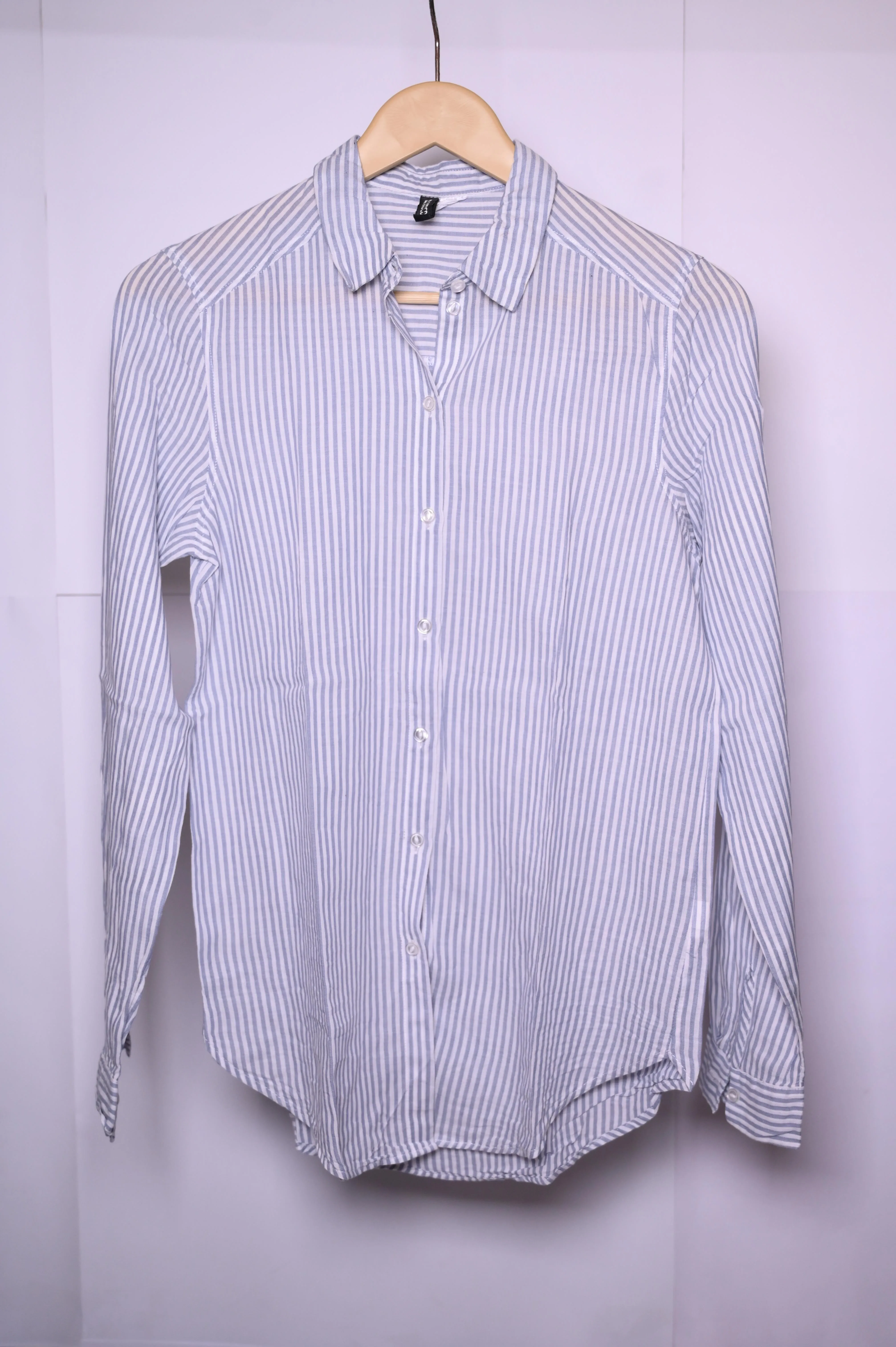 H&M Grey & White Stripes Button Down Shirt