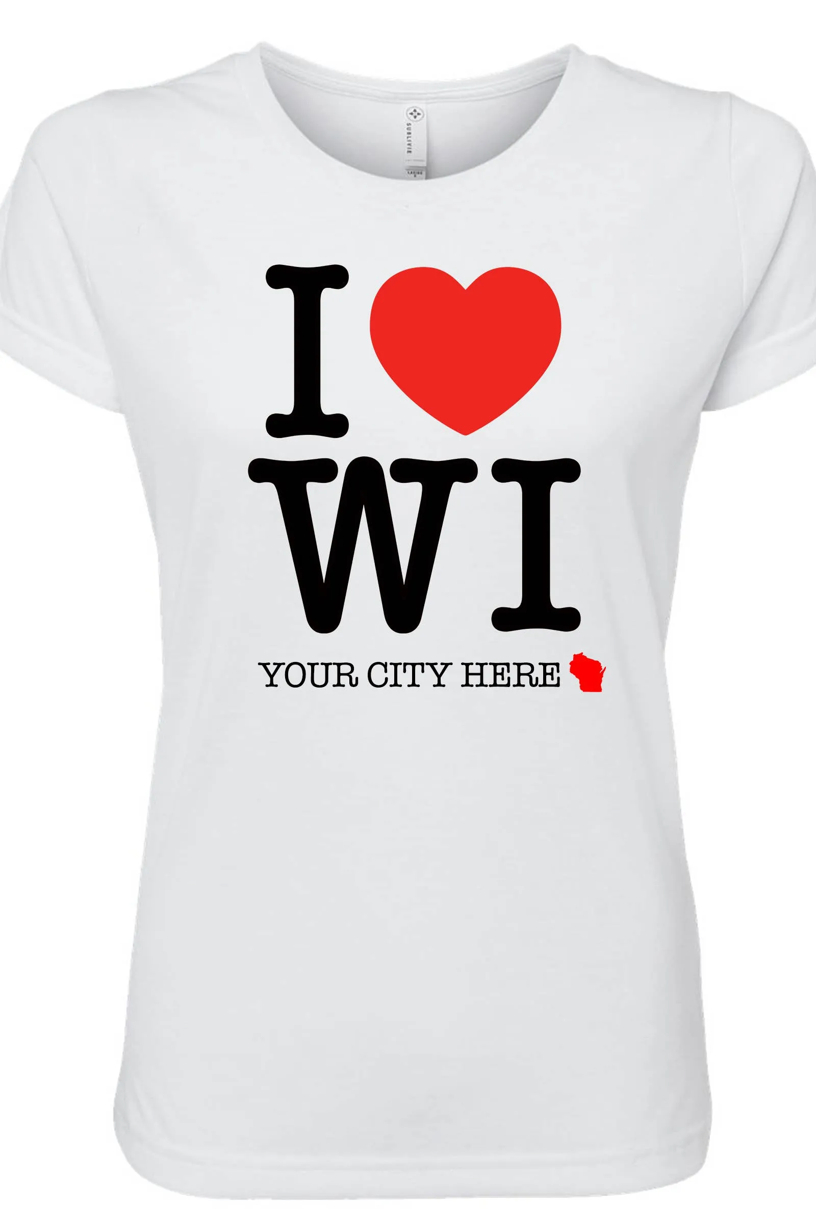 I Love/Heart Wisconsin Ripon Ladies T-Shirt