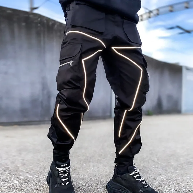 Irregular Sharp Line Pattern Cargo Pants