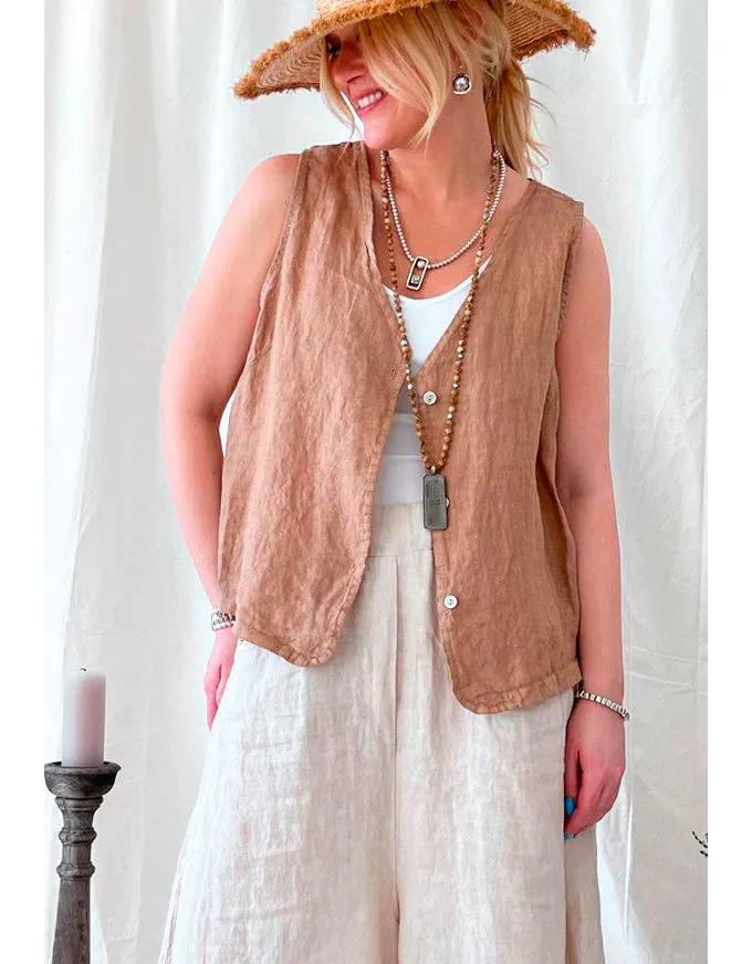 Jessie Linen Vest Caramel