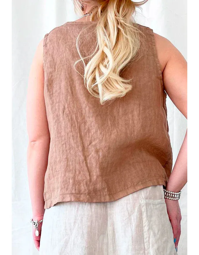 Jessie Linen Vest Caramel