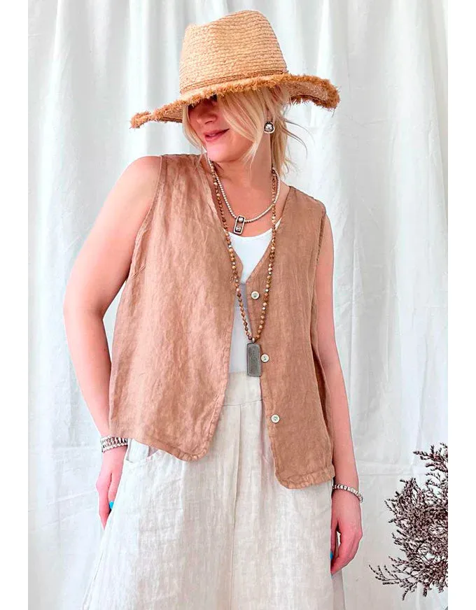 Jessie Linen Vest Caramel